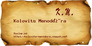 Kolovits Menodóra névjegykártya